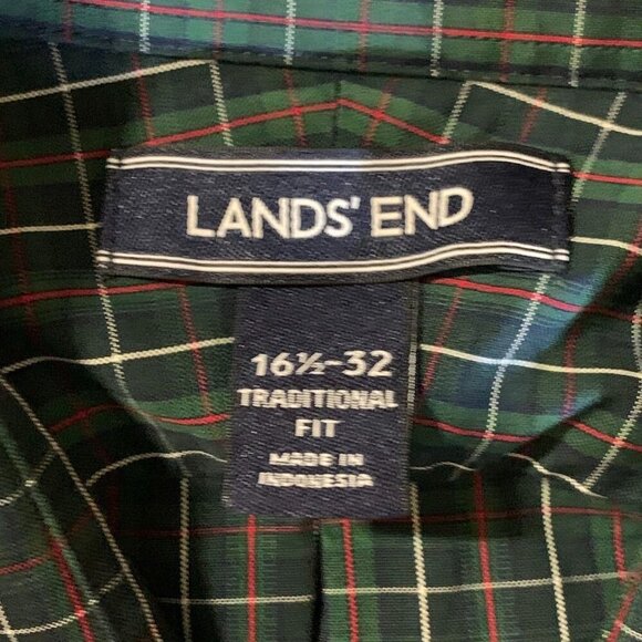 Lands' End Men's Plaid Check (Lot of 3) Button Up Long Sleeve Shirt Size 16.5/32 - Picture 9 of 14